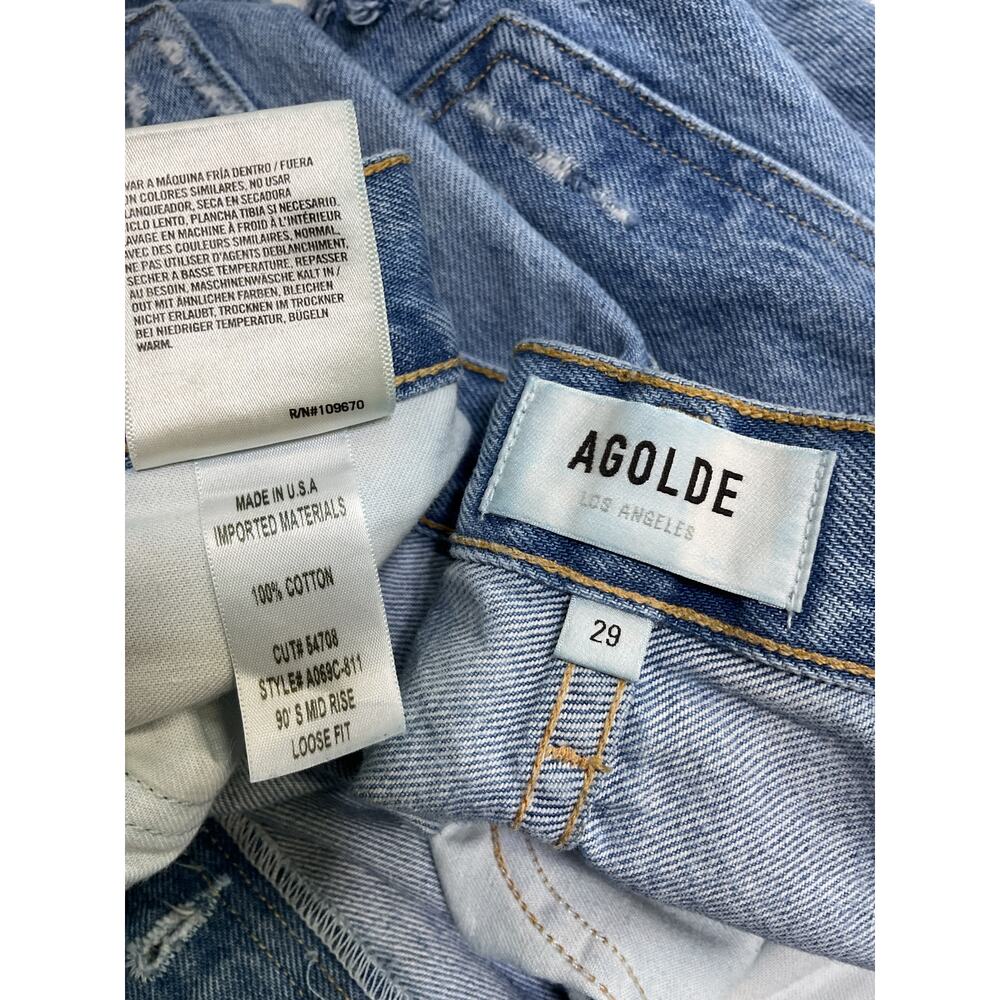 Agolde Distressed Blue 90s Mid Rise Loose Size 29 Denim Jeans - Picture 4 of 5
